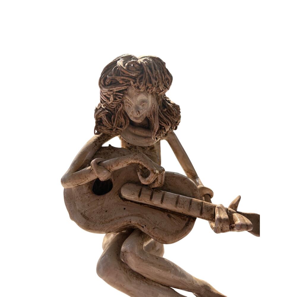 6.5" Vtg DINO BENCINI Signed Handmade Ceramic GUITAR PLAYER Figurine Italy
